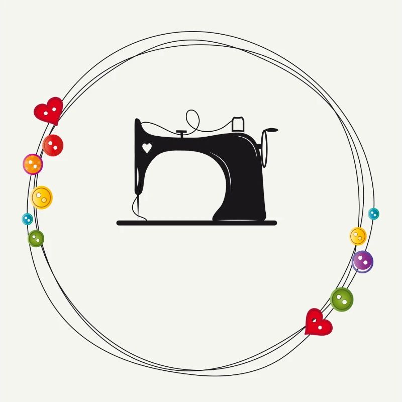 nostalgic stylized sewing machine with buttons