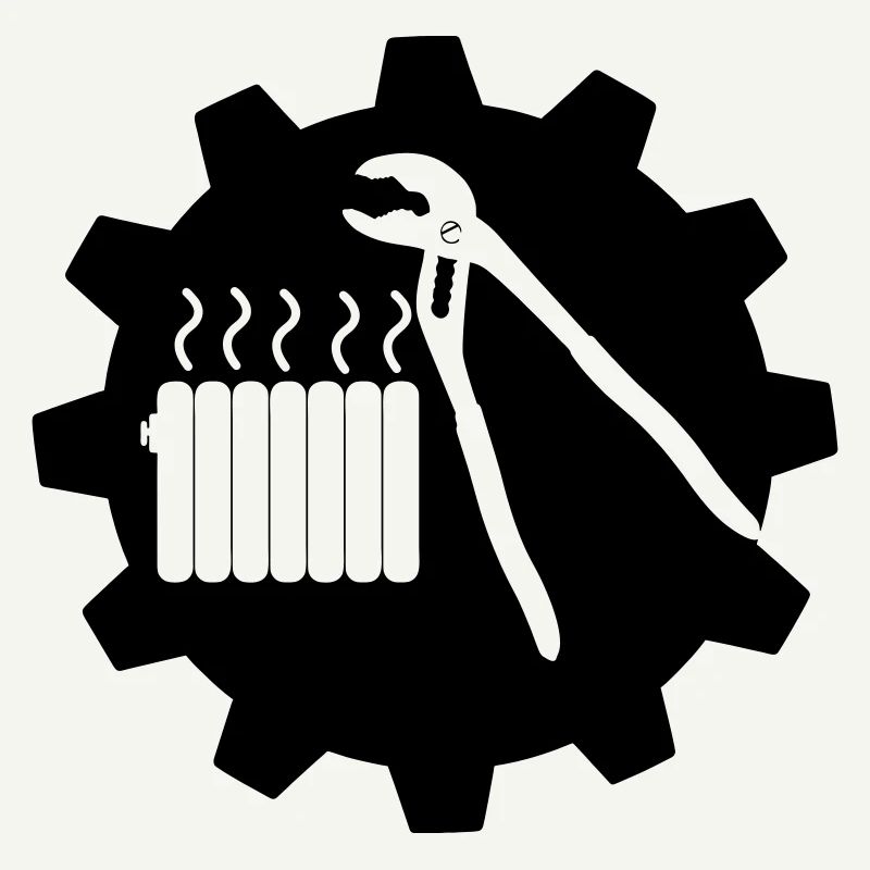 Teamwork heating mechanic logo in gear
