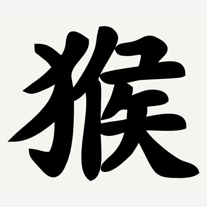 Chinese script monkey shadow image