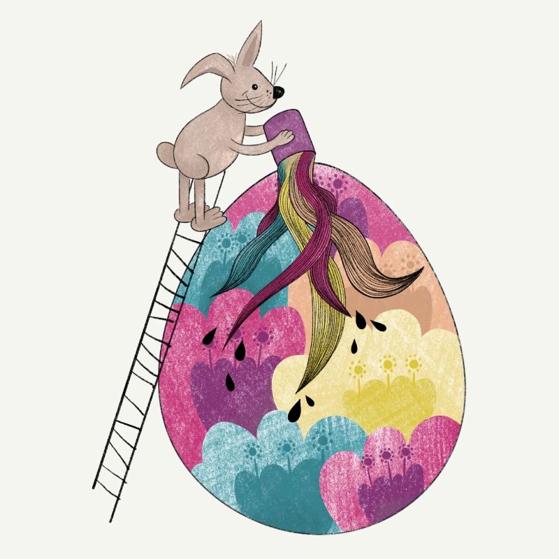 Lapin de Pâques et œuf de Pâques Illustration colorée