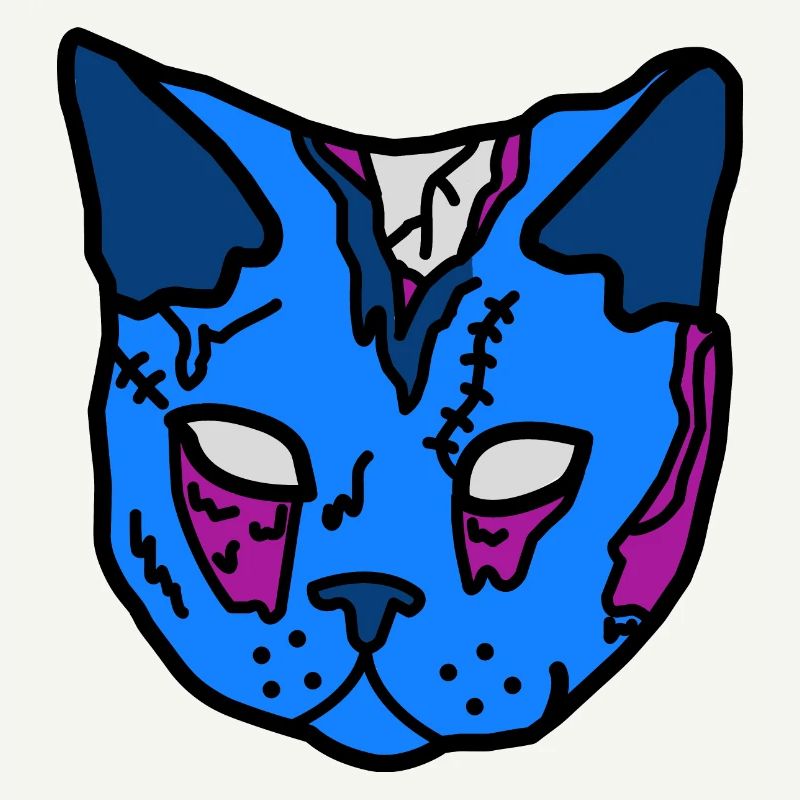 Blue Cat Mask Patchwork