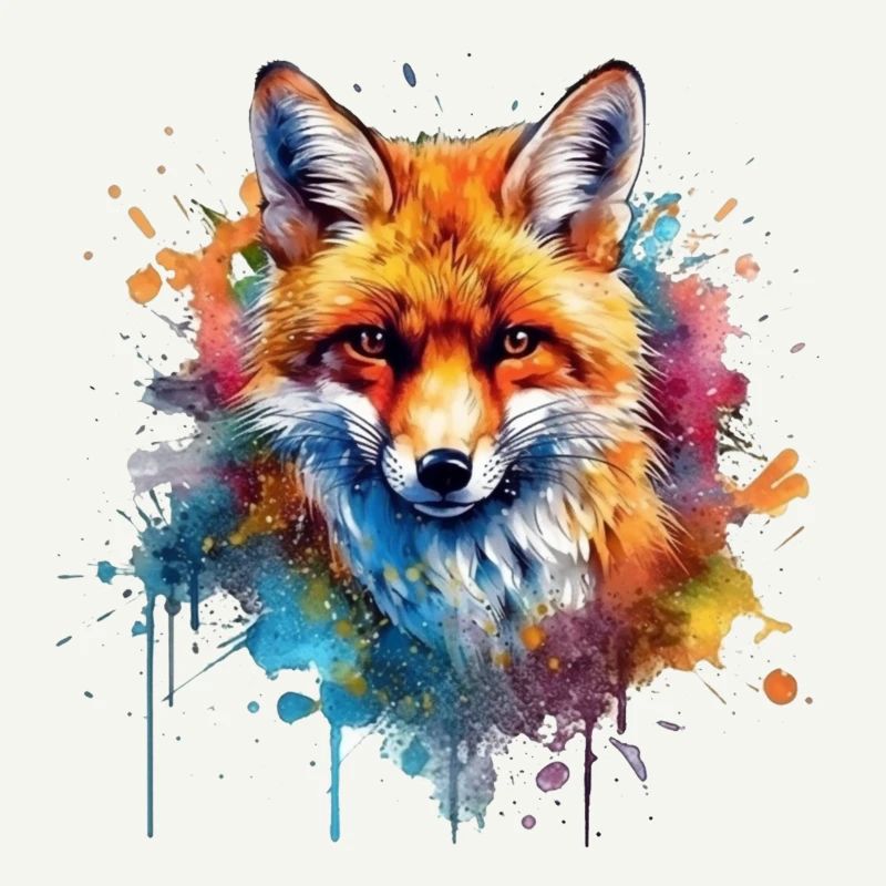 Fuchs Portrait in Farbexplosion