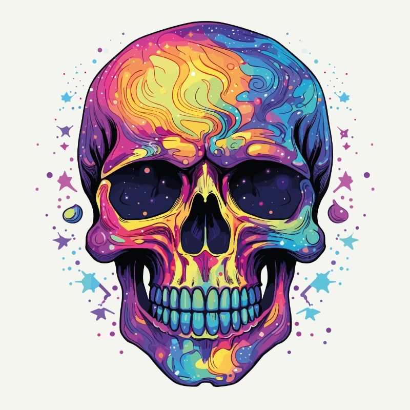 Crâne néon psychédélique