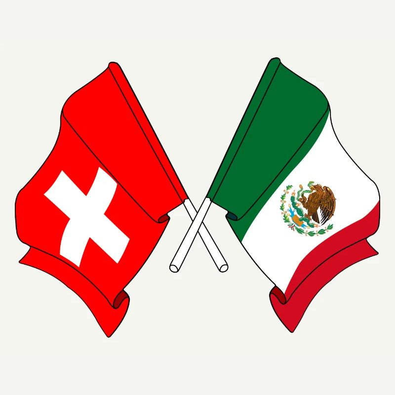 Drapeau de la Suisse et drapeau du Mexique