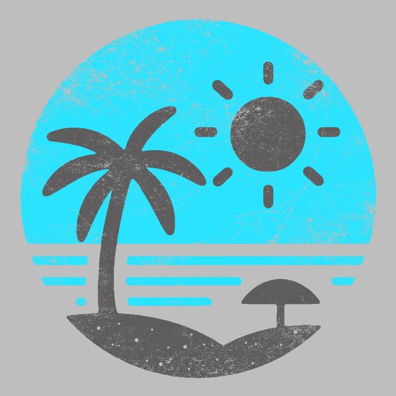 Vintage Plage Bleu Gris