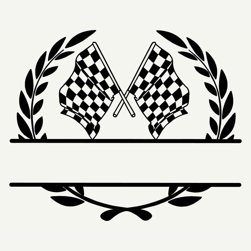 Drapeau de course dans une couronne de laurier