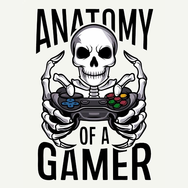 Gamer Skeleton mit Gamecontroller