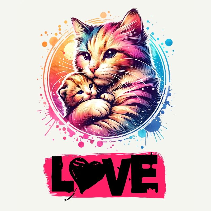 Schöne Katze mit einem Kitten - Katzen sind Liebe.