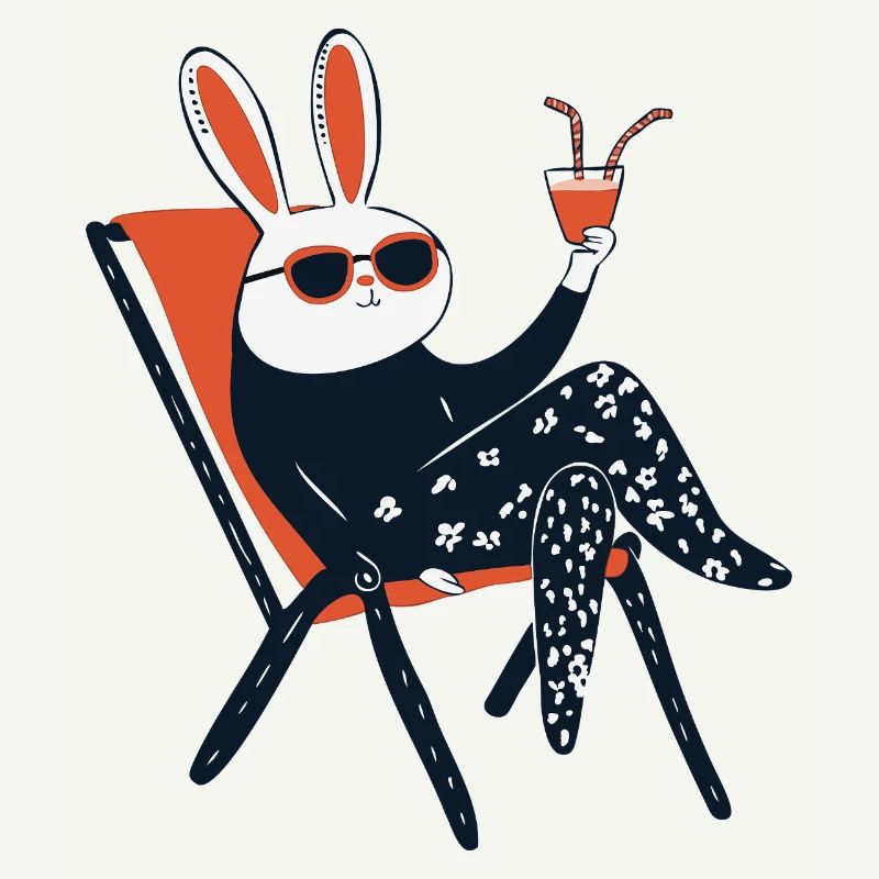 Beach Bunny – Chill Rabbit avec ombres et boisson