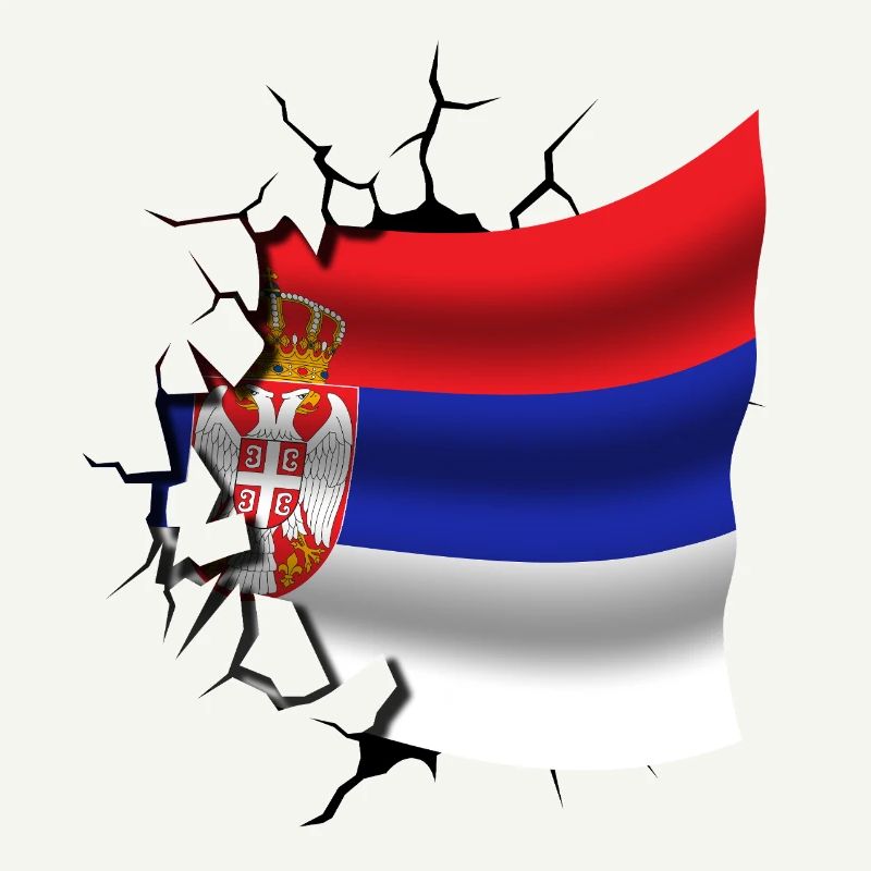Drapeau de la Serbie - Serbe - Drapeau Broken Design