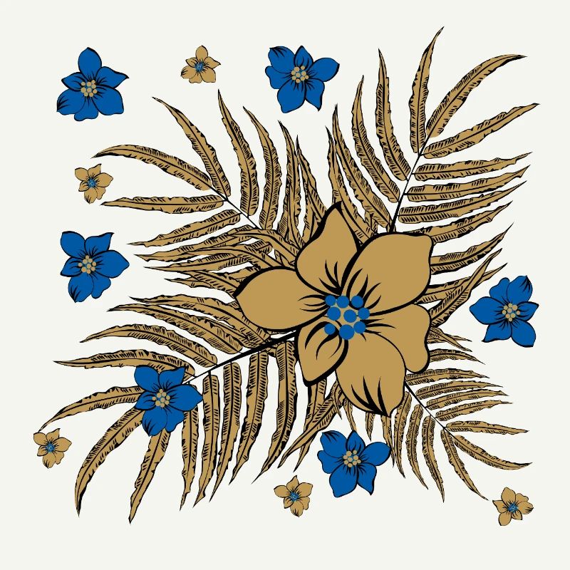 Tropical Leaves and Flowers Pattern