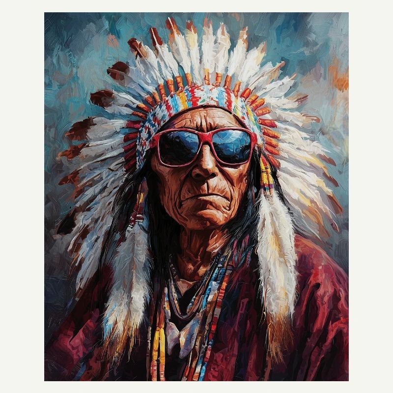Indianer Häuptling mit Sonnenbrille
