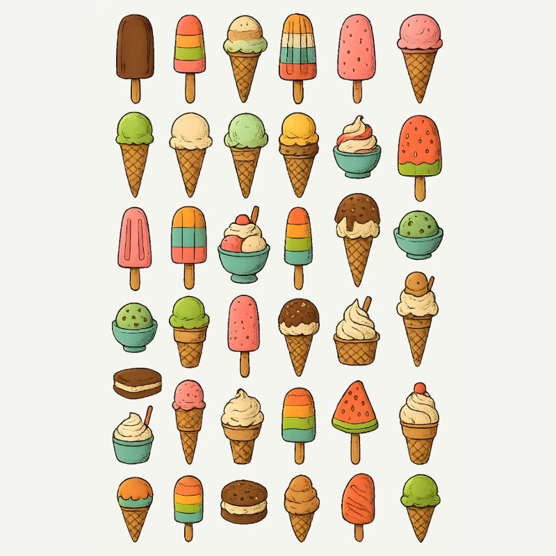 Bunte Eiscreme Vielfalt