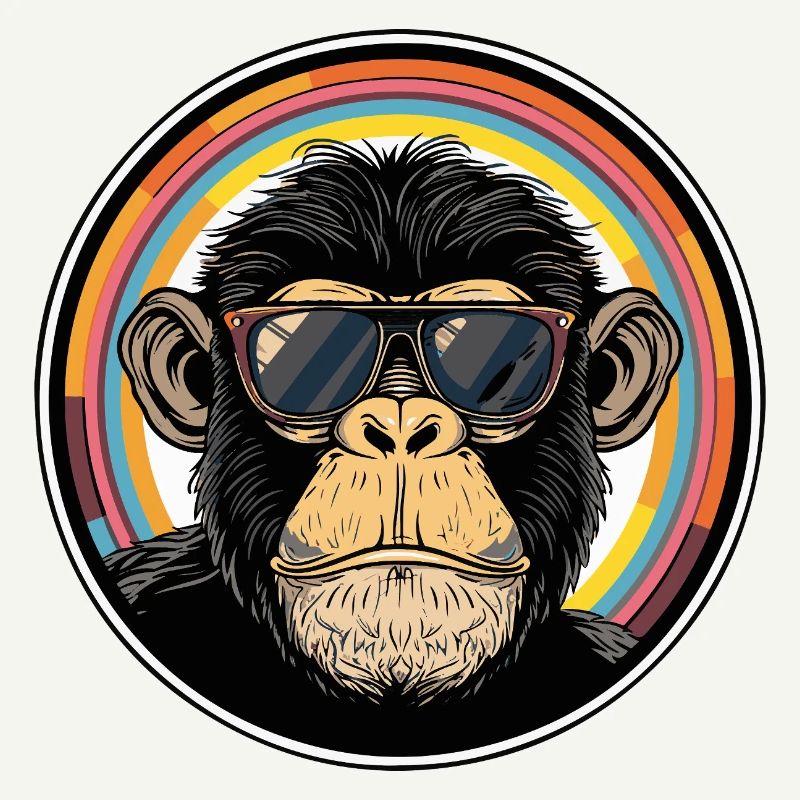 Cool monkey with retro style sunglasses