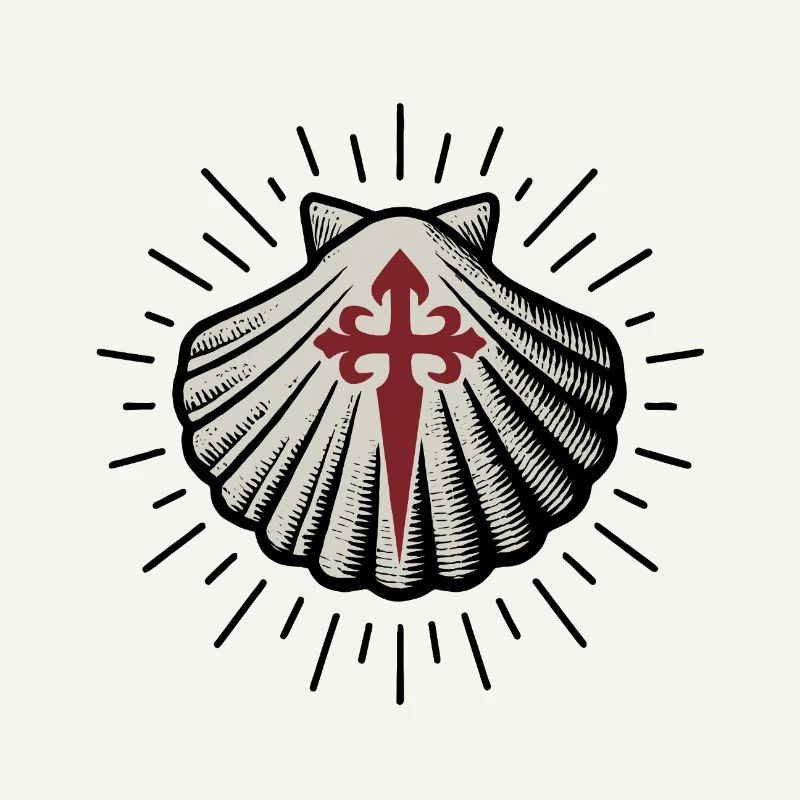 Coquille Saint-Jacques avec Croix de Saint-Jacques-de-Compostelle