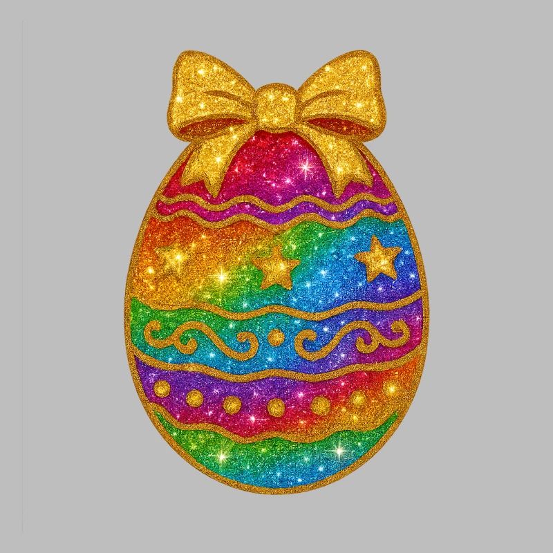 Rainbow Glitter Egg with Bow
