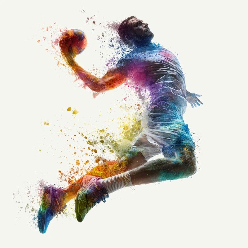 Farbexplosion Handball Sprungwurf