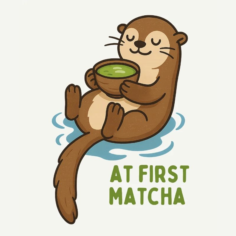 Une loutre avec du matcha