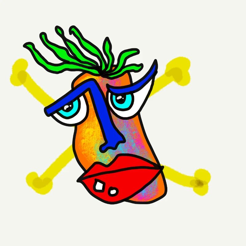 Colorful Face with Bone Backdrop