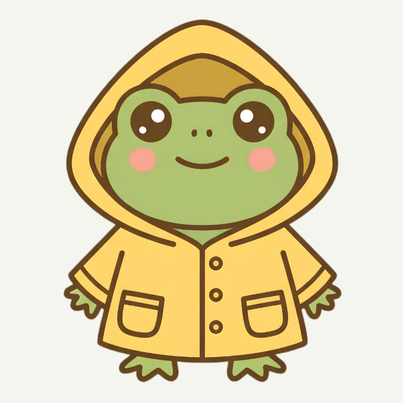 Frosch mit Regenmantel