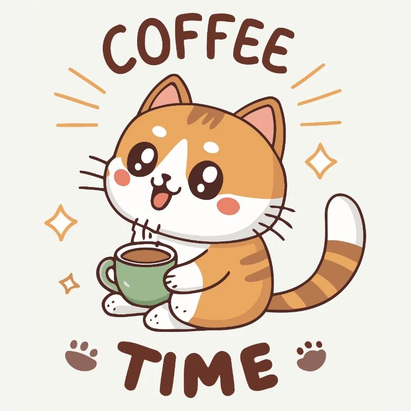 Cute Coffee Latte Cat