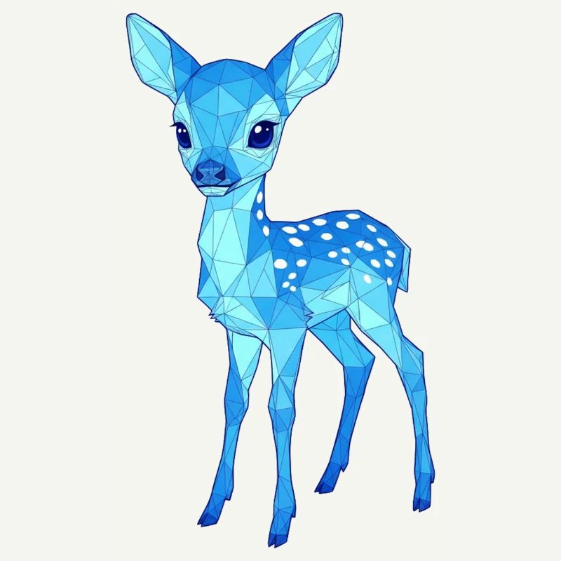 Blauer Low-Poly Hirsch