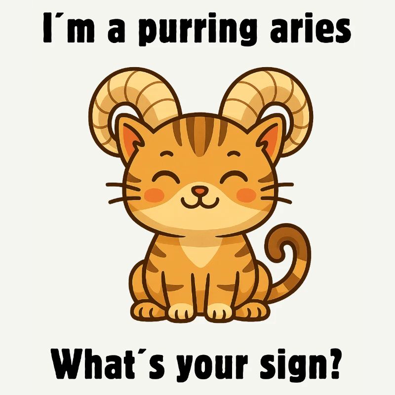 Süße Widder Katze – Starkes Sternzeichen Design