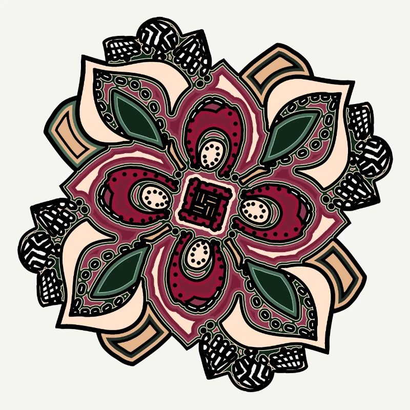 Boho Mandala-Blüte Pink Grün