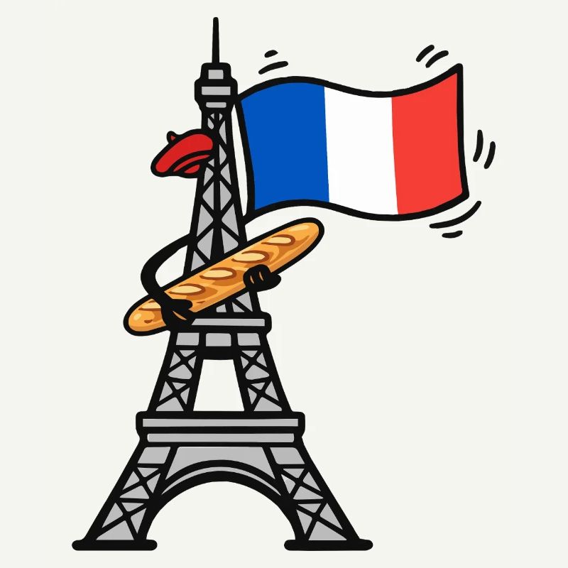 Baguette drôle de drapeau français de la Tour Eiffel