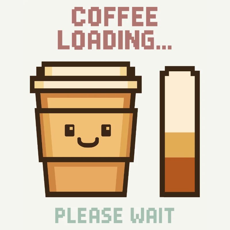 Coffee Loading Pixel Art - Morgenstart mit Charme