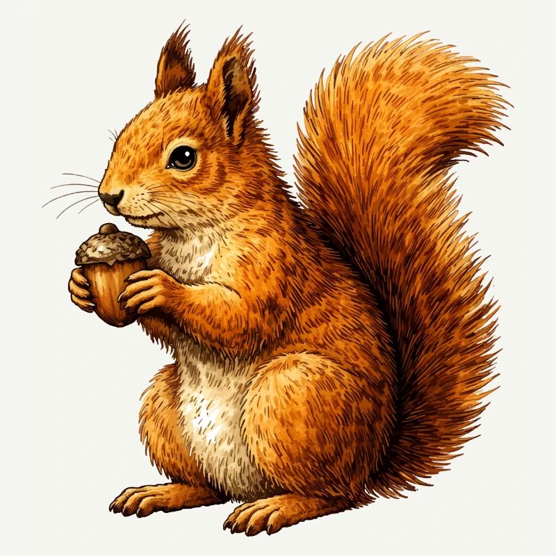 Écureuil mignon avec noix – illustration d’animaux