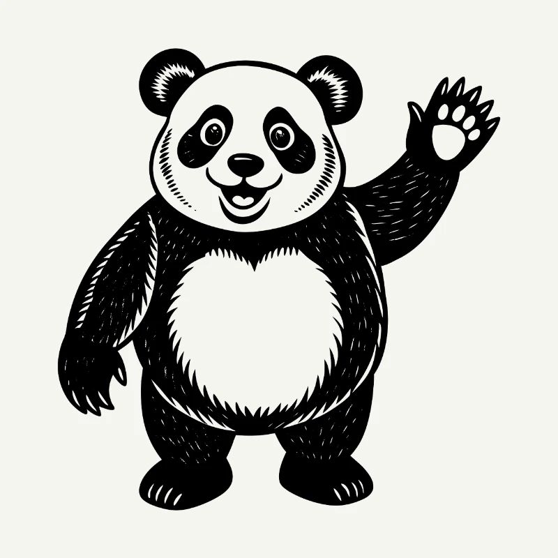 Panda winkt Hallo