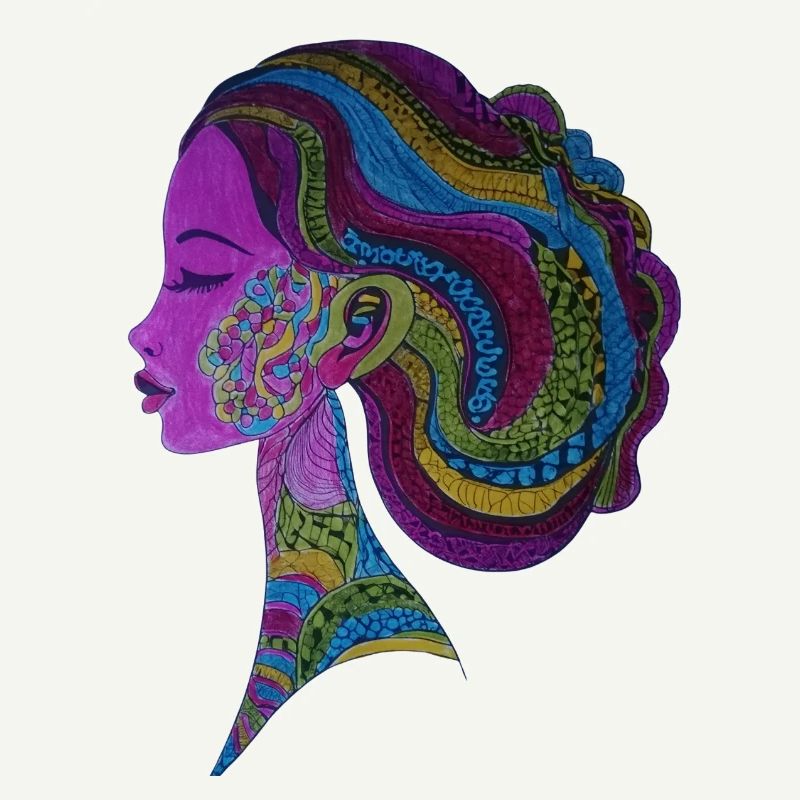 Portrait aux dreadlocks colorées