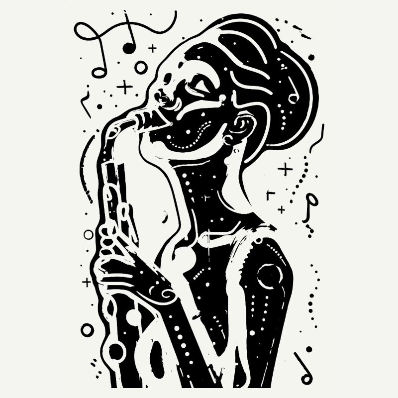 Femme saxophone dessinant
