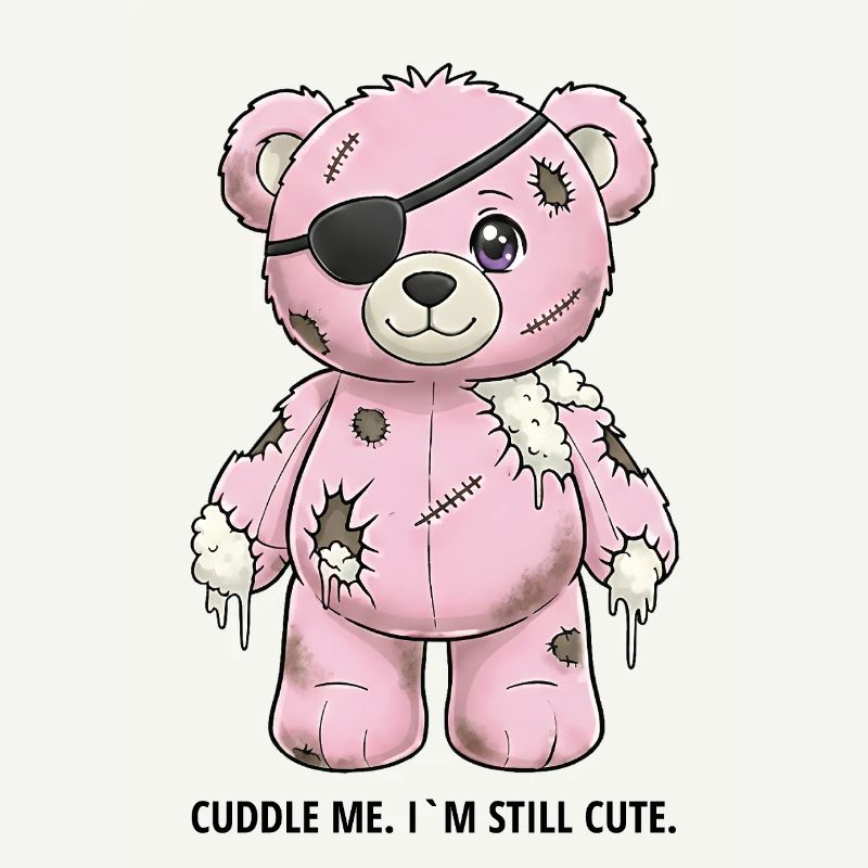 Patchwork Pink Teddy Bear with Eye Patch