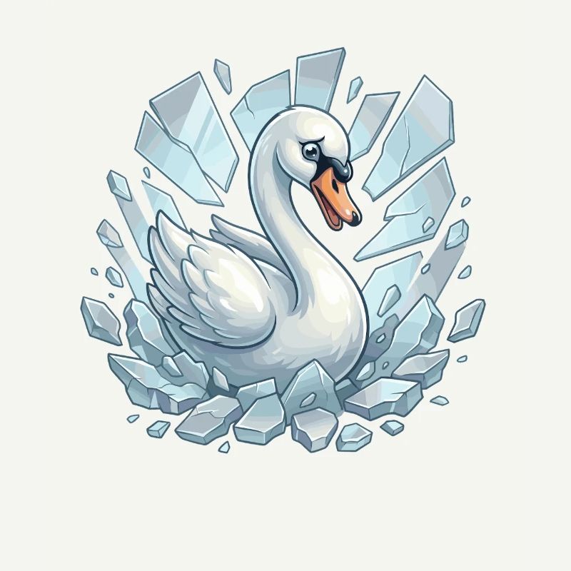 Schwan bricht durchs Eis