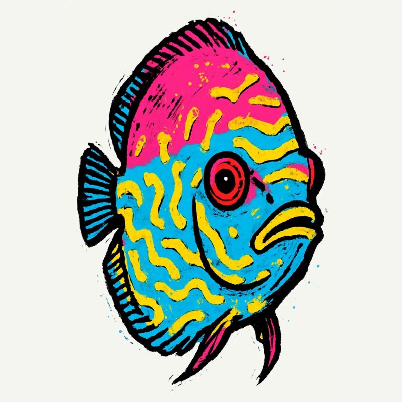 Pop Art Diskusfisch rosa und leuchtend gelb