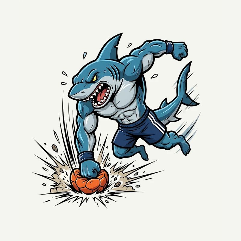Soccer Shark Cartoon Sporting Attack