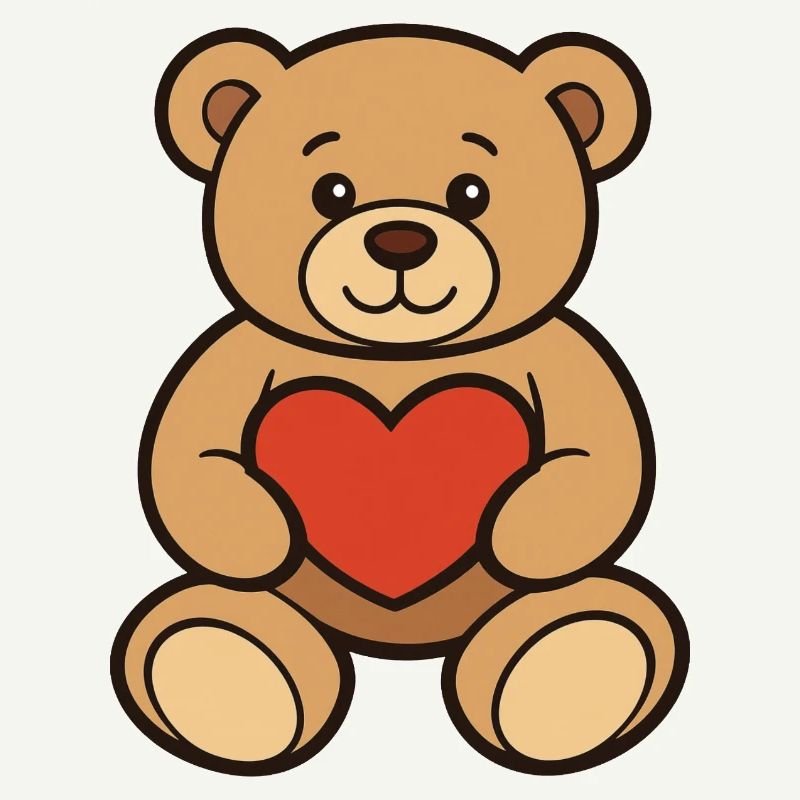 Teddybär mit Herz Comic Art 