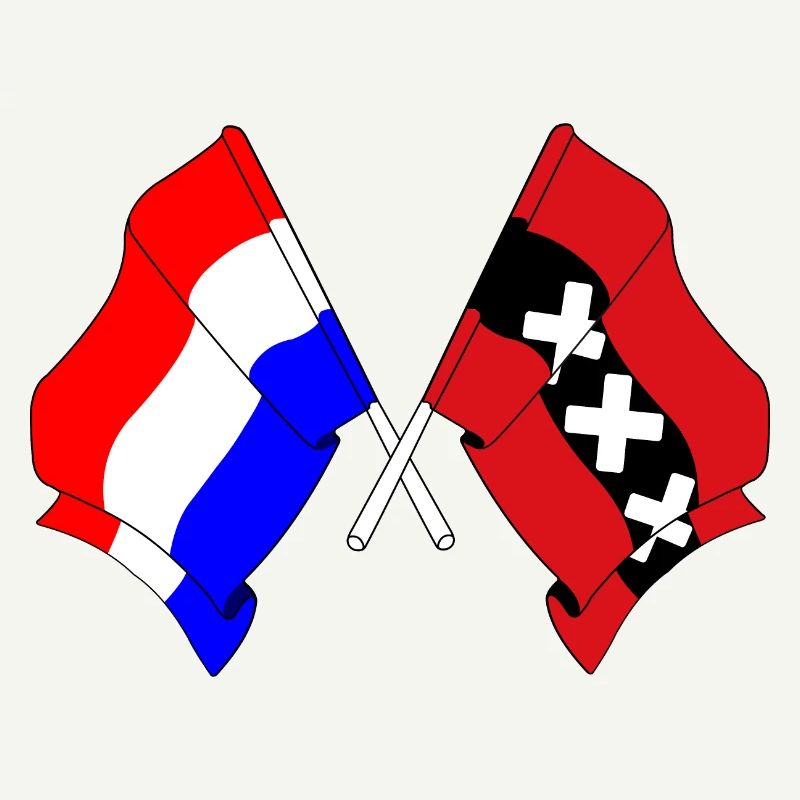 Drapeau Pays-Bas, Amsterdam croisé