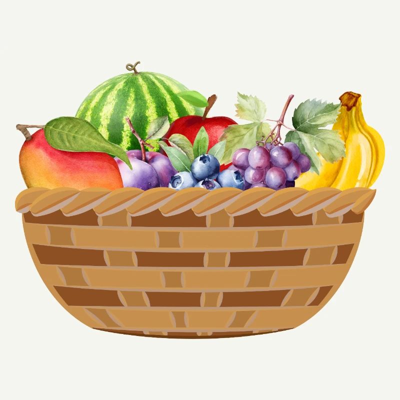 Früchtekorb mit buntem Obstmotiv