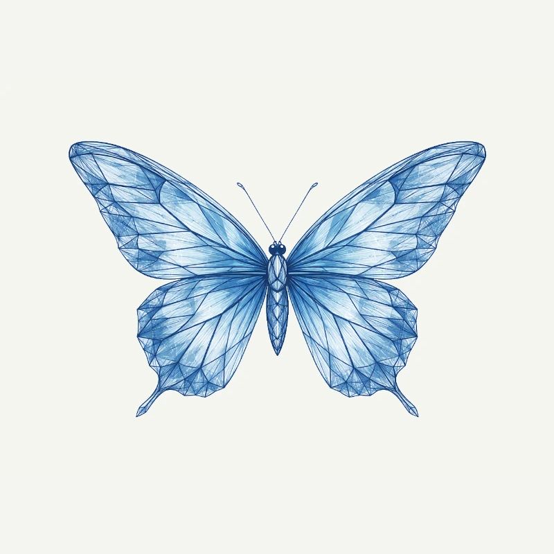 Blue Geometric Butterfly