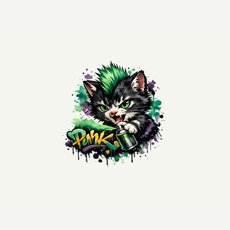 Graffiti Cat Spray Art Neon