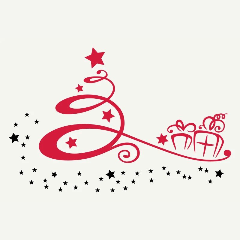 Weihnachtsbaum mit Sternen und Geschenken