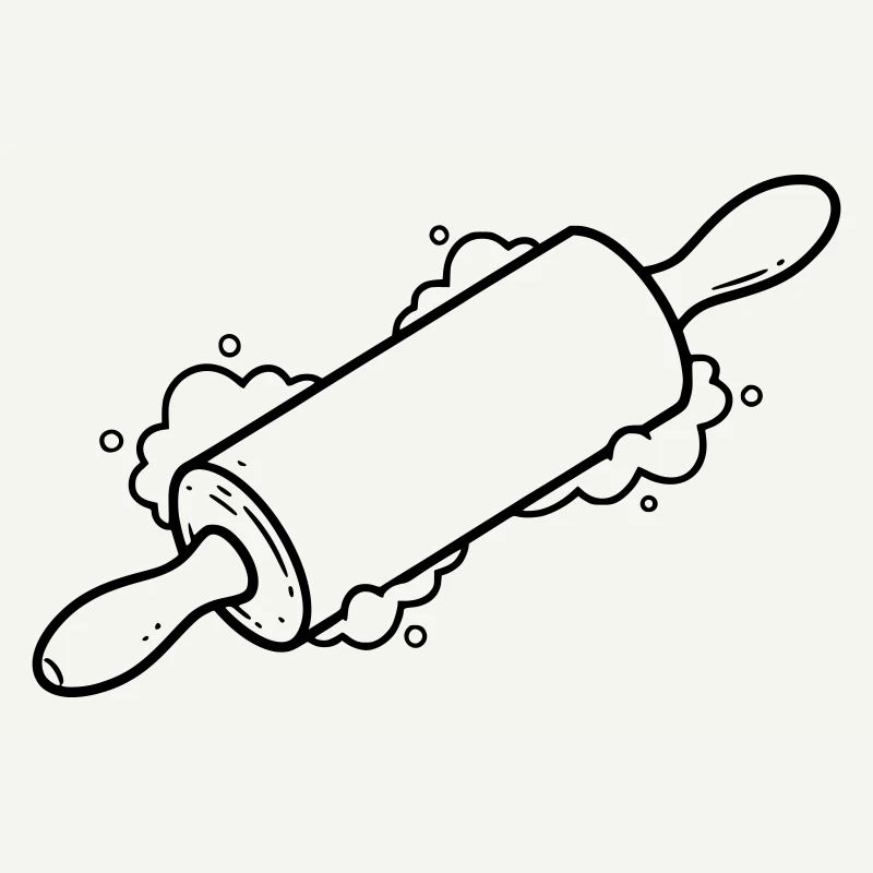 Rolling Pin Baking Roll Flour Outline