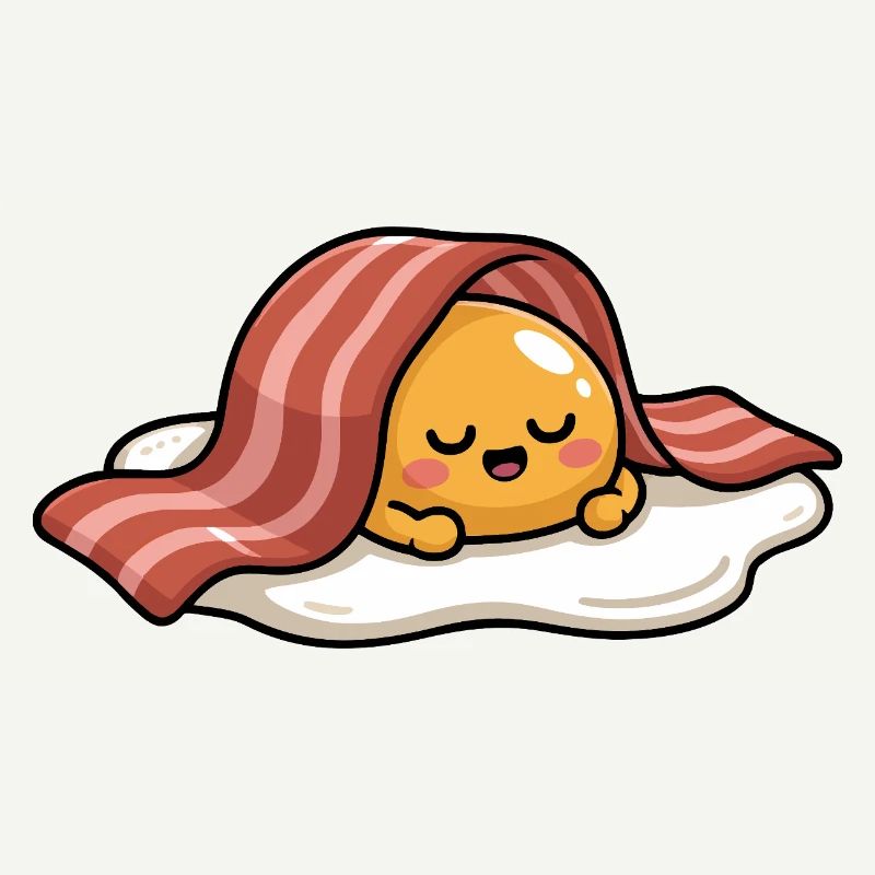 Sleeping Egg with Bacon Cartoon