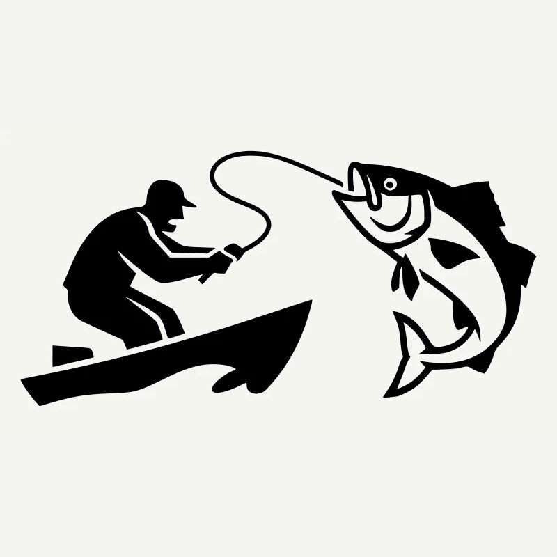 Silhouette de poisson pêcheur bateau
