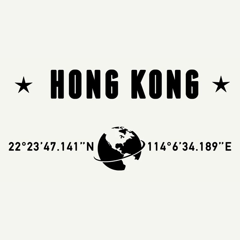 Hong Kong Coordinates Black Typography