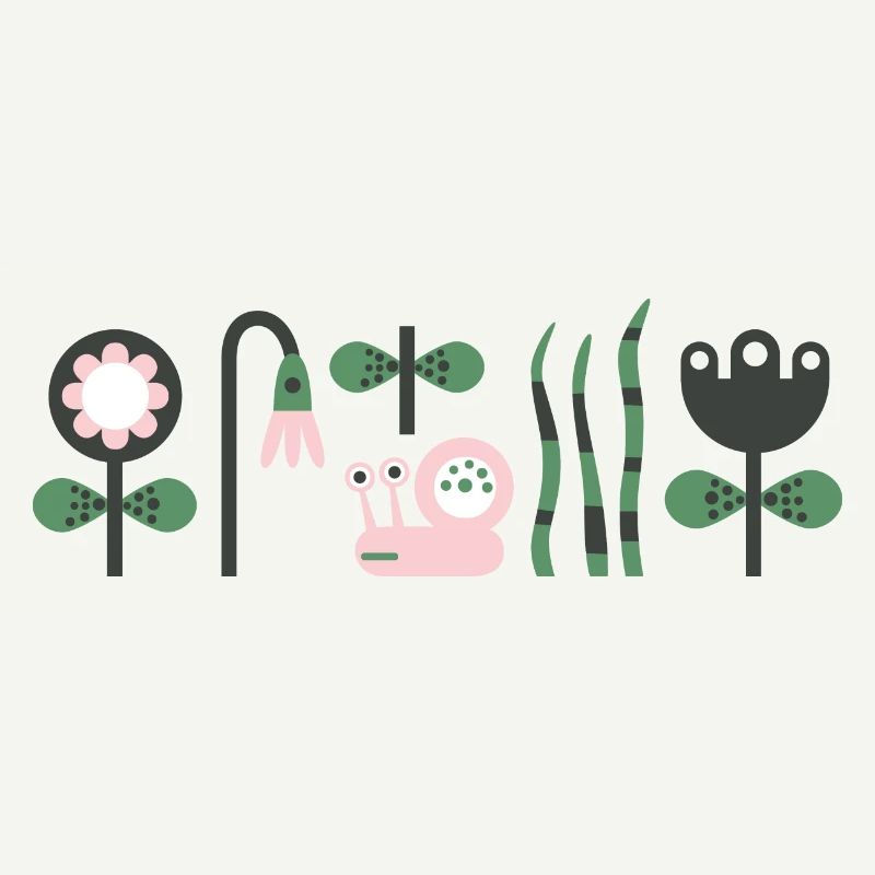 Escargot rose affamé avec des fleurs