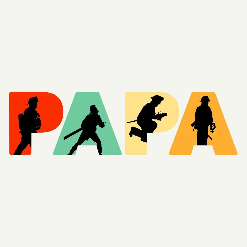 Papa Firefighter Retro Fireman Hero Dad